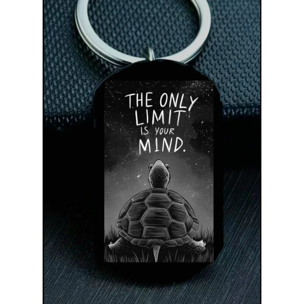 The Only Limit Is Your Mind Turtle Galaxy Art Inspiration  Stainless Keychain